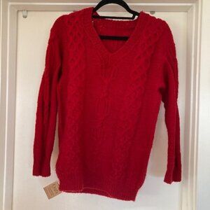 NEW, NEVER WORN beautiful hand-knit Alpaca red sweater, purchased in Peru